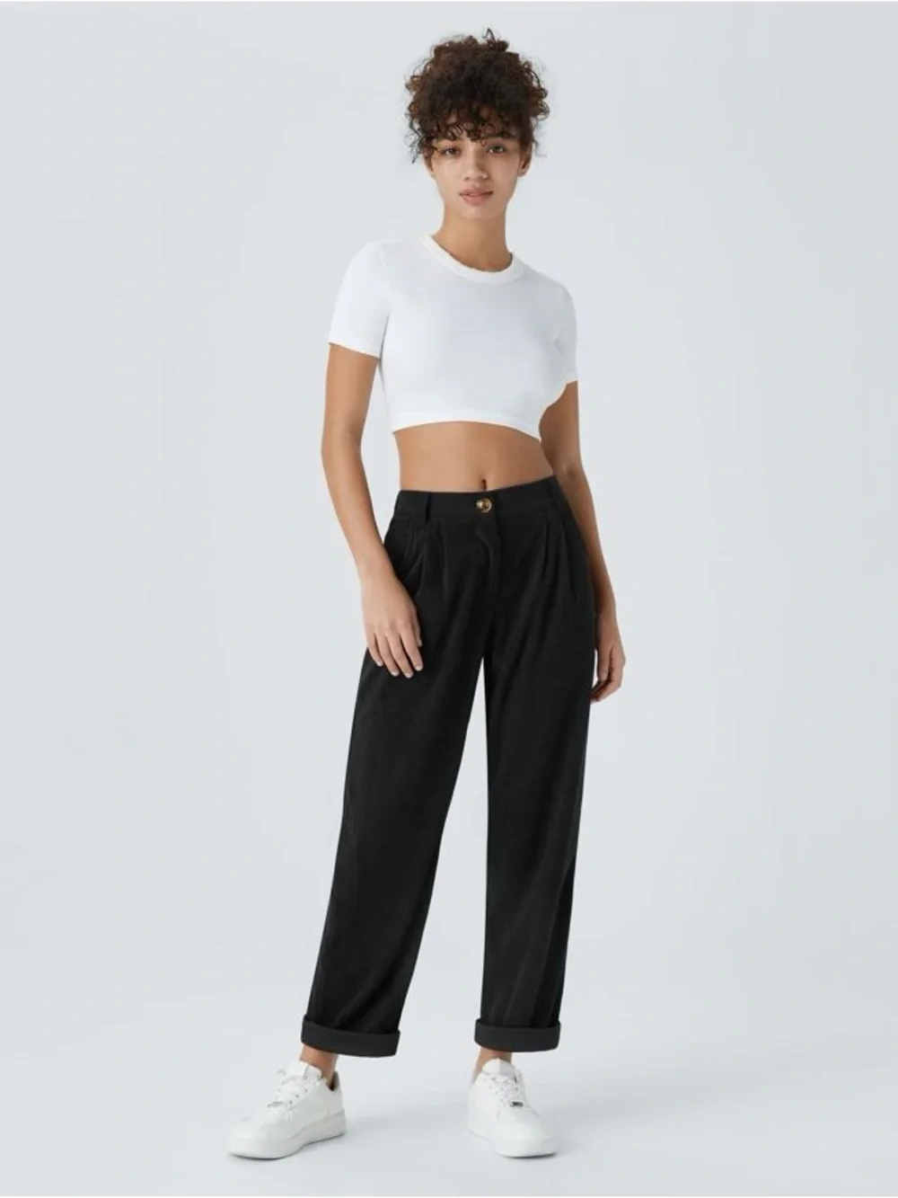 Halara Black Zipper Pocket Corduroy Casual Pants size S Tall Small Tall NEW